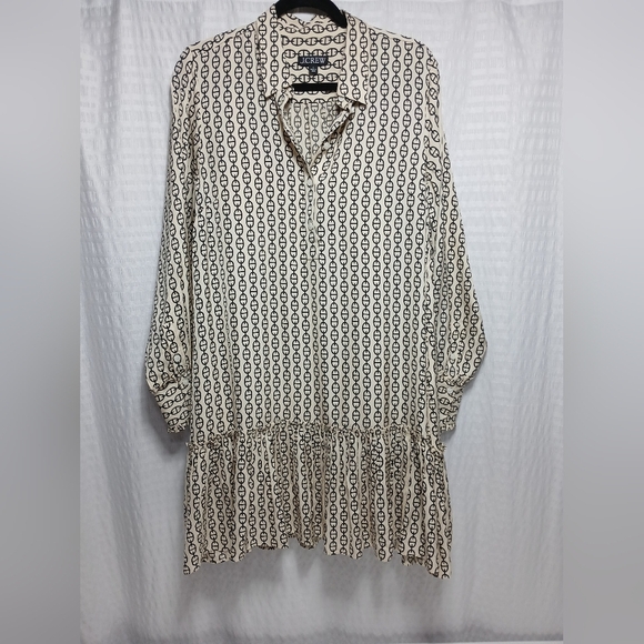 J. Crew Ameila Popover Shirt-Dress In Vintage Links Print. Size Ladies L - Picture 5 of 13